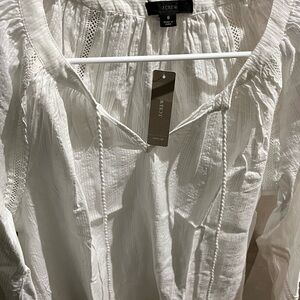 J. Crew White Textured Blouse